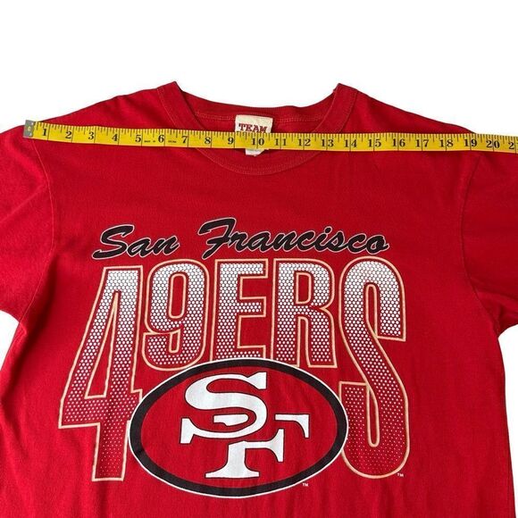 SAN FRANCISCO 49ERS Vintage Red T Shirt 80’s 90’s Size Large Team Rated Brand - Picture 5 of 11